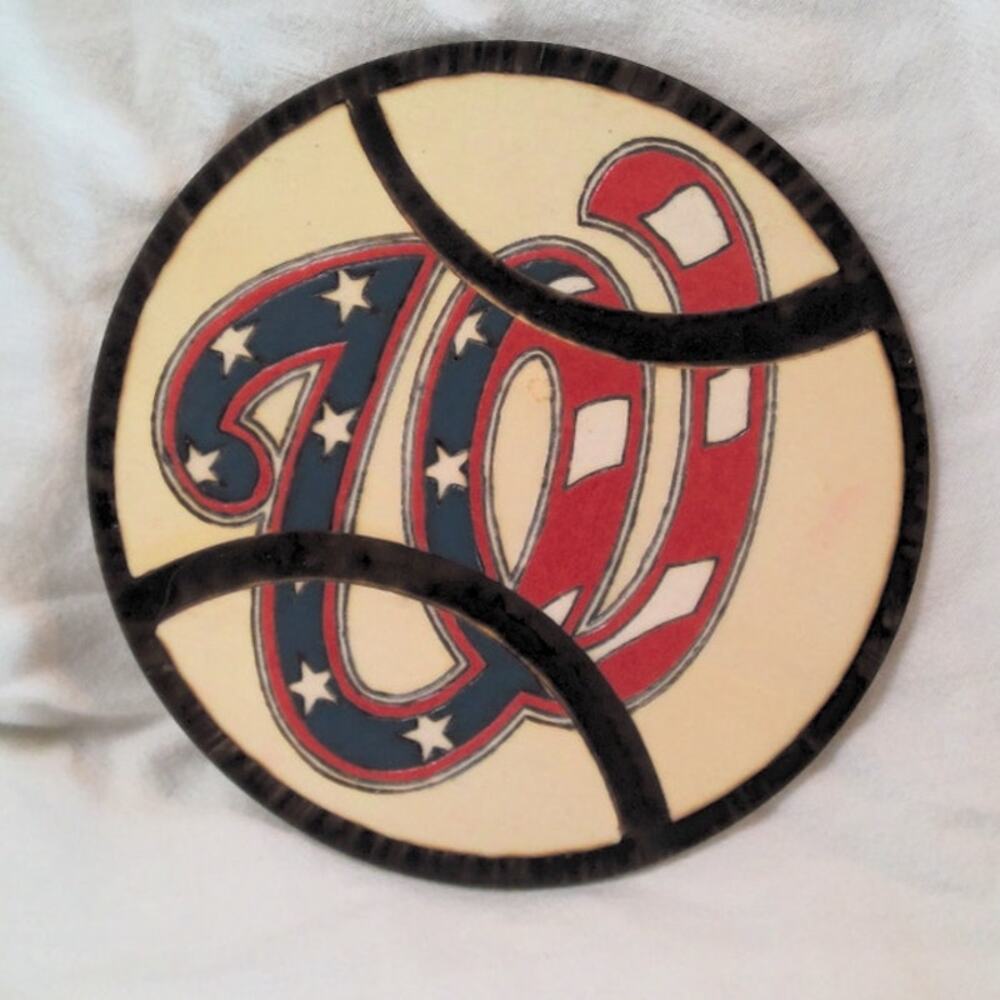 Handcrafted Washington Nationals Stars/Stripes Logo Wood Baseball Plaque MLB